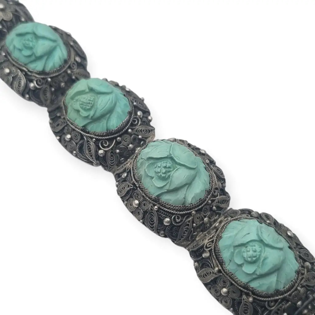 Rara Pulsera de filigrana plata exportación china con camafeos florales