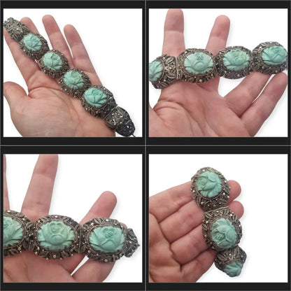 Rara Pulsera de filigrana plata exportación china con camafeos florales