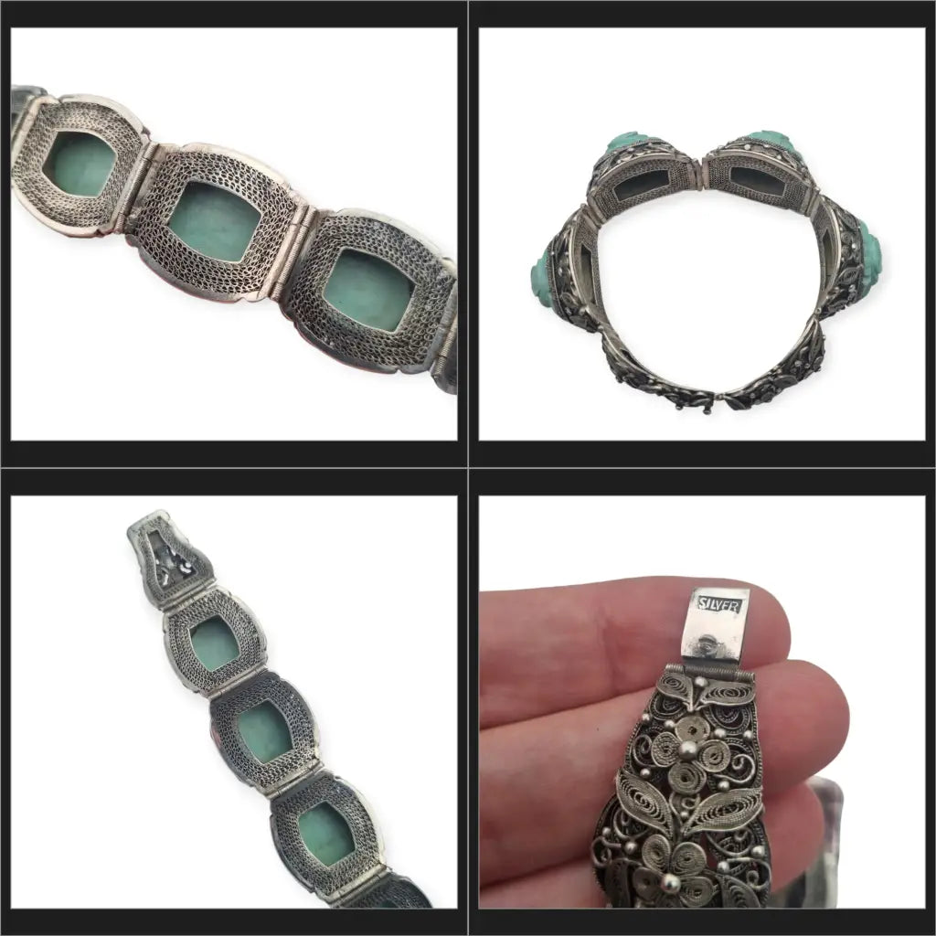 Rara Pulsera de filigrana plata exportación china con camafeos florales