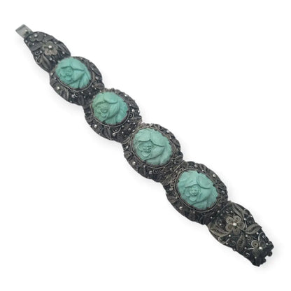 Rara Pulsera de filigrana plata exportación china con camafeos florales