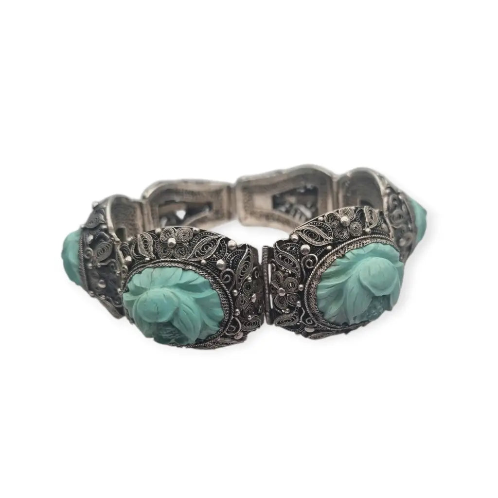 Rara Pulsera de filigrana plata exportación china con camafeos florales