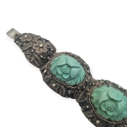 Rara Pulsera de filigrana plata exportación china con camafeos florales