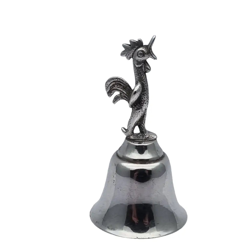 Campana de plata campanilla mano o mesa con gallo decoración