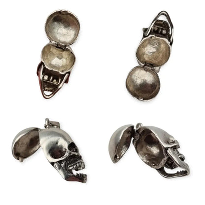 Colgante calavera vintage plata articulado compartimento oculto amuleto