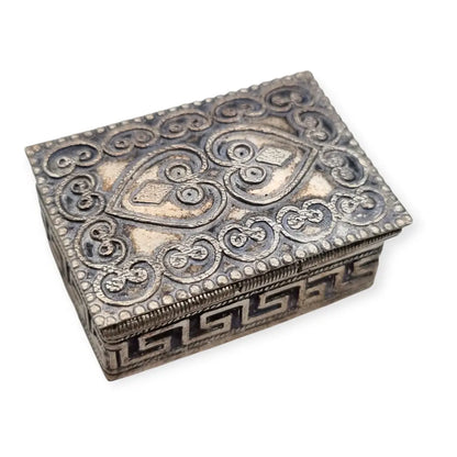 Caja rectangular geométrica antigua en plata 935 relieve