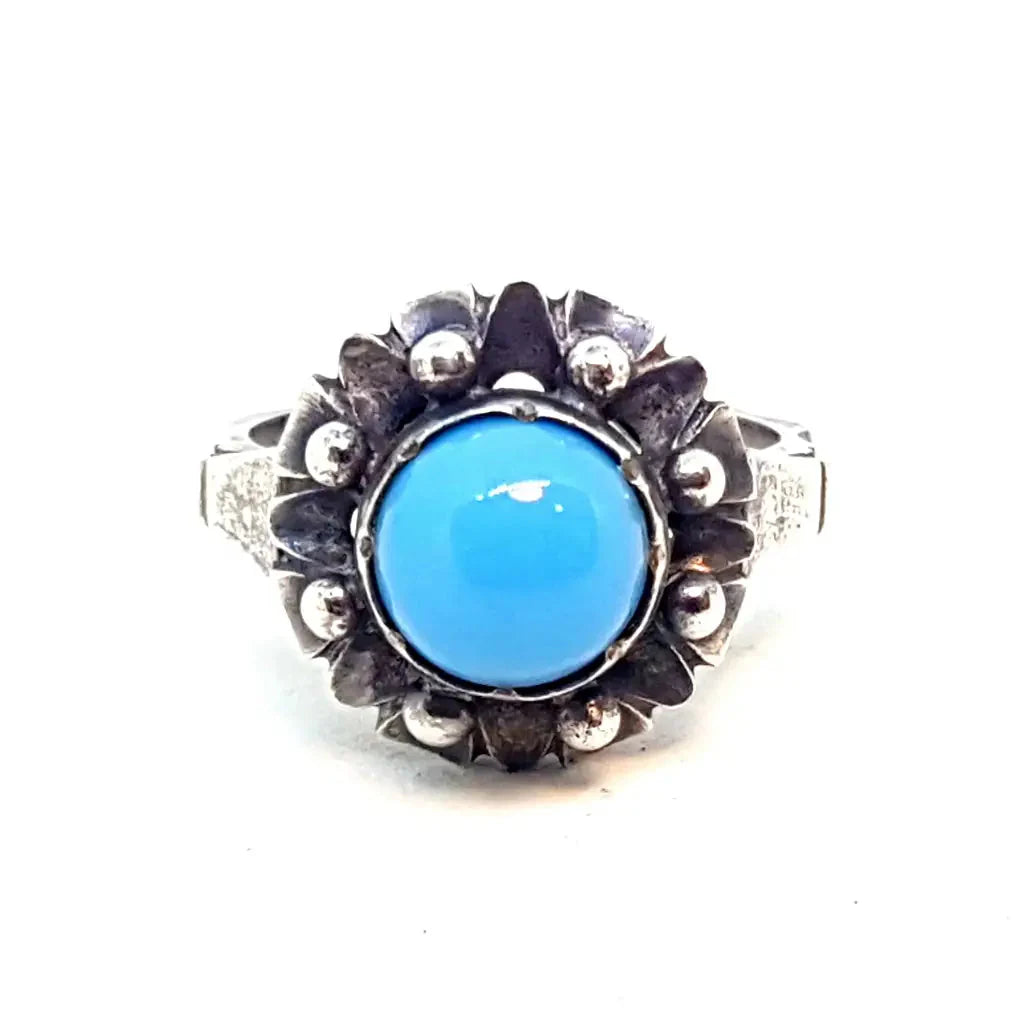 Anillo de plata art deco piedra azul regalos para mujeres Circa 1930 7 EE. UU.