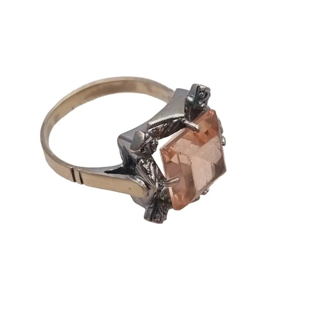 Anillo art decó de plata y piedra rosa años 30-40 regalos para mujer boda