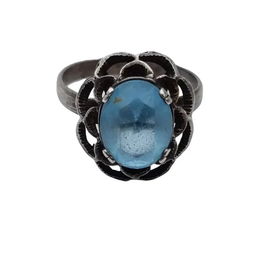 Anillo de plata art deco anillos joyería antigua azules para mujer