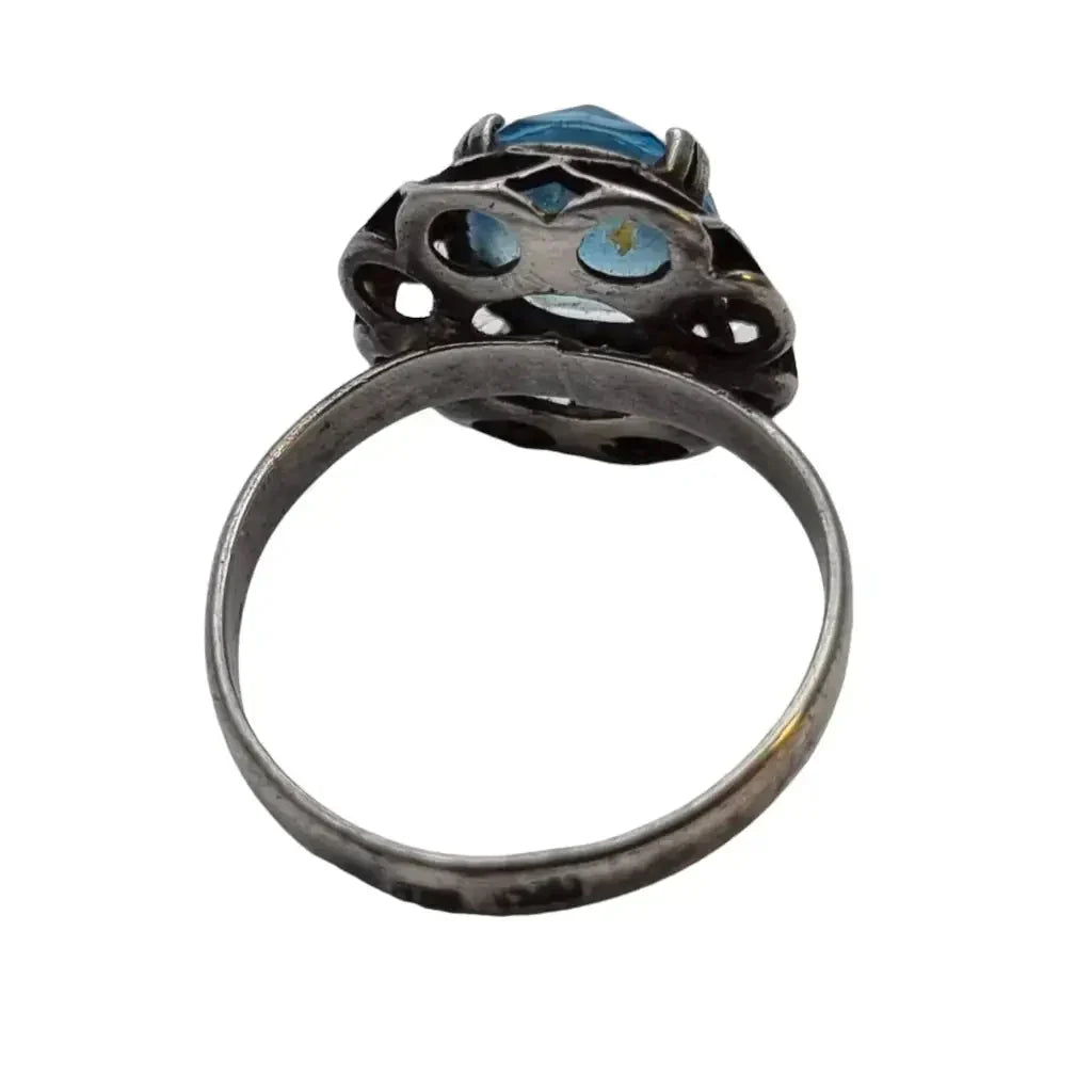 Anillo de plata art deco anillos joyería antigua azules para mujer