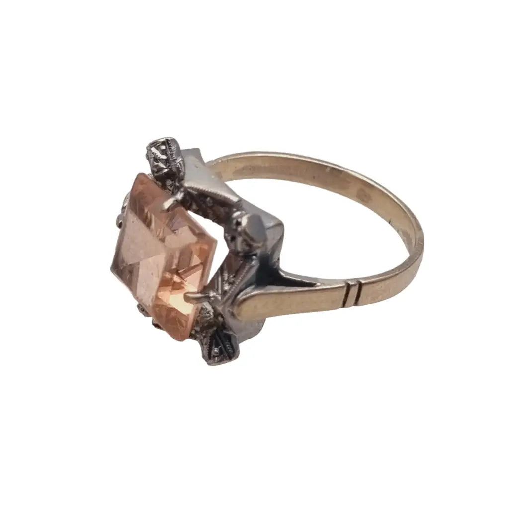 Anillo art decó de plata y piedra rosa años 30-40 regalos para mujer boda