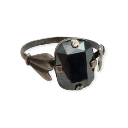 Anillo Art Decó de plata y hematite para mujer 1940-50 regalos especiales.