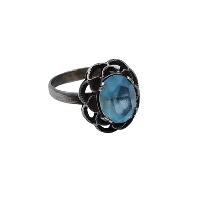 Anillo de plata art deco anillos joyería antigua azules para mujer