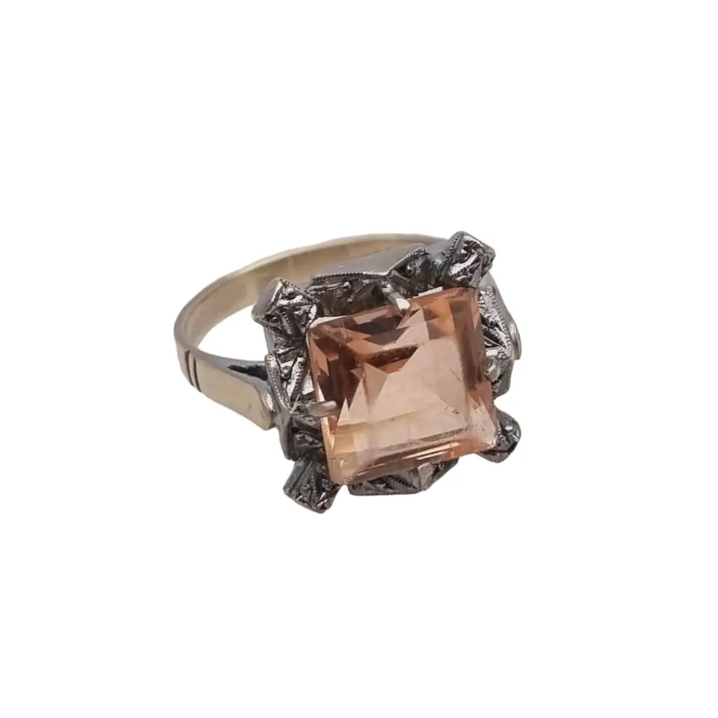 Anillo art decó de plata y piedra rosa años 30-40 regalos para mujer boda