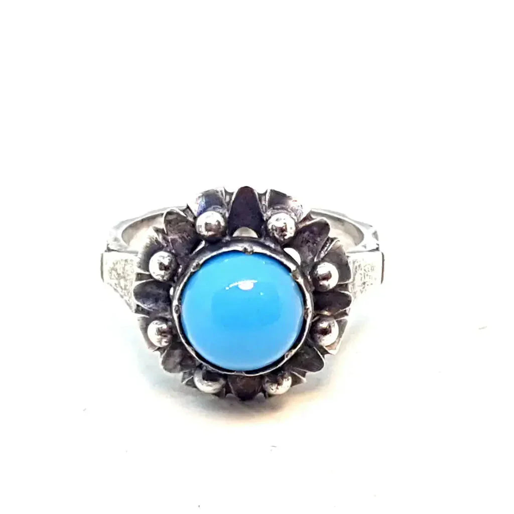 Anillo de plata art deco piedra azul regalos para mujeres Circa 1930 7 EE. UU.