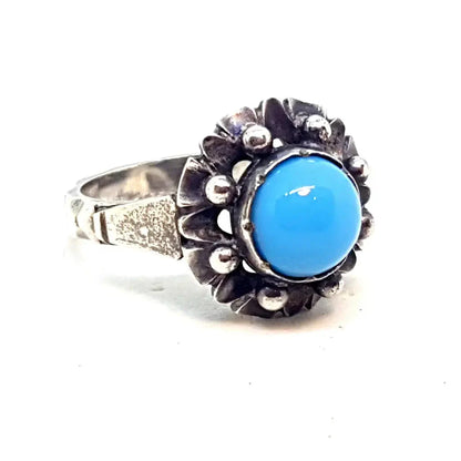 Anillo de plata art deco piedra azul regalos para mujeres Circa 1930 7 EE. UU.