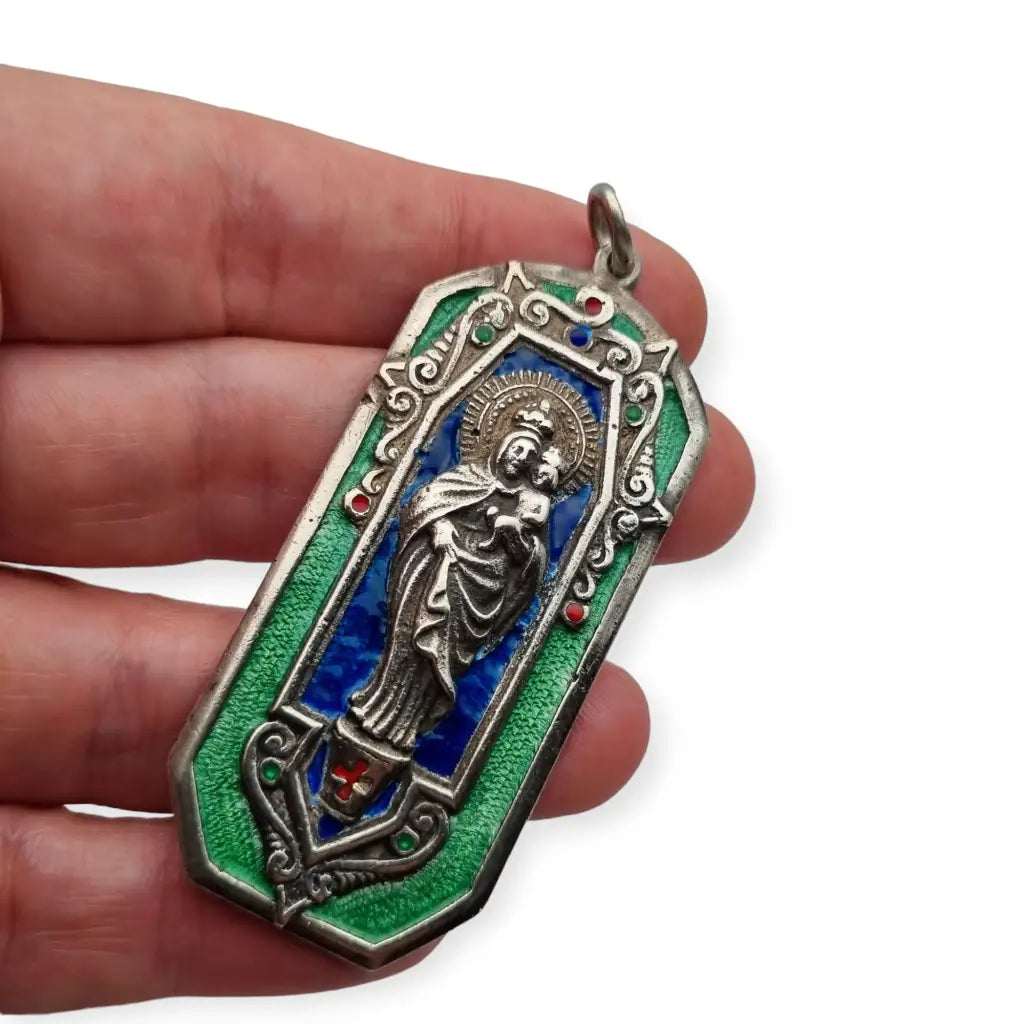 Medalla Religiosa de Plata y esmalte Virgen del Pilar Zaragoza Regalos.