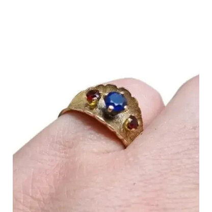 Anillo de oro 14 k con piedra anillo mujer azul