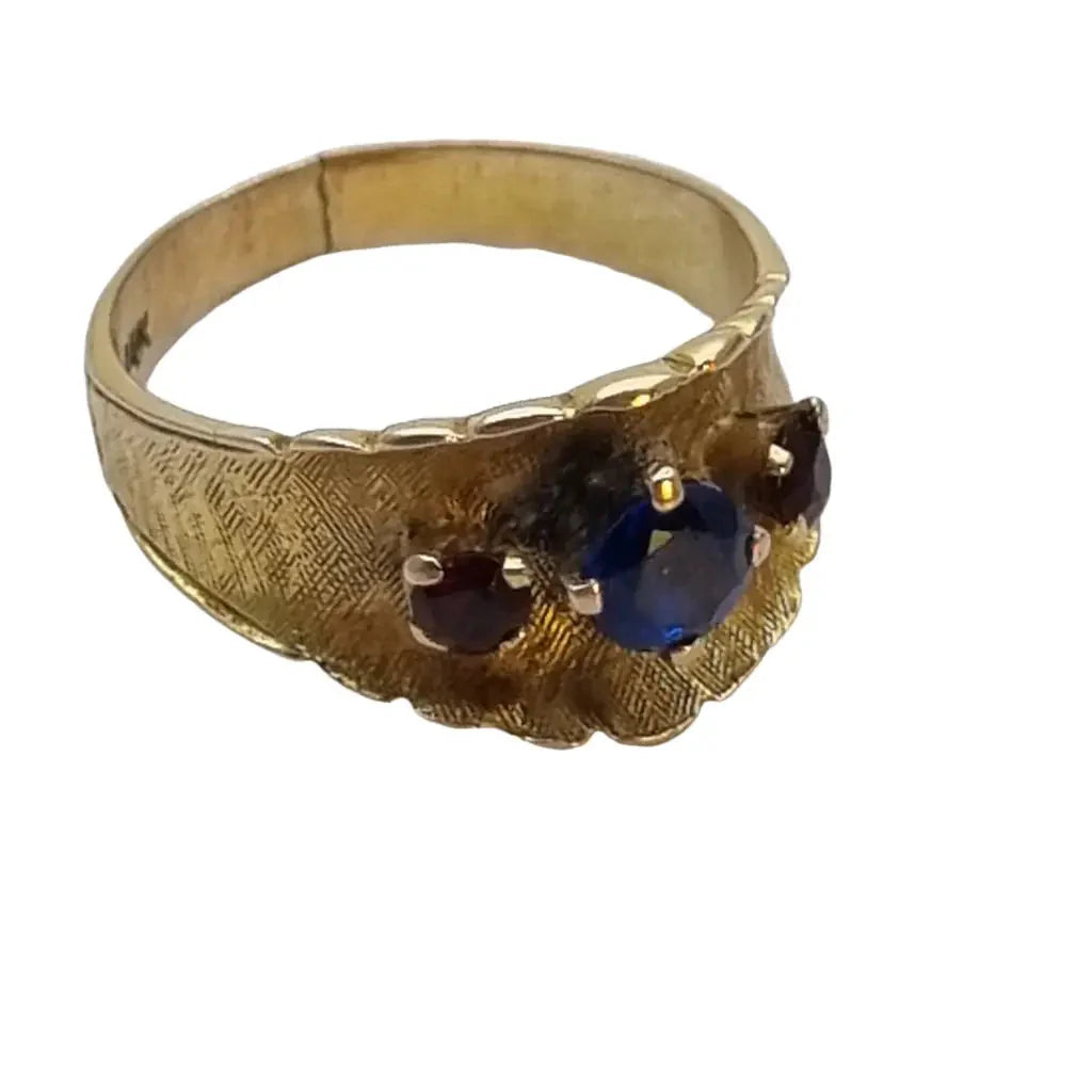 Anillo de oro 14 k con piedra anillo mujer azul