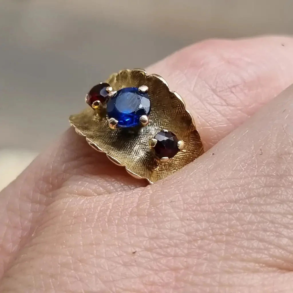 Anillo de oro 14 k con piedra anillo mujer azul