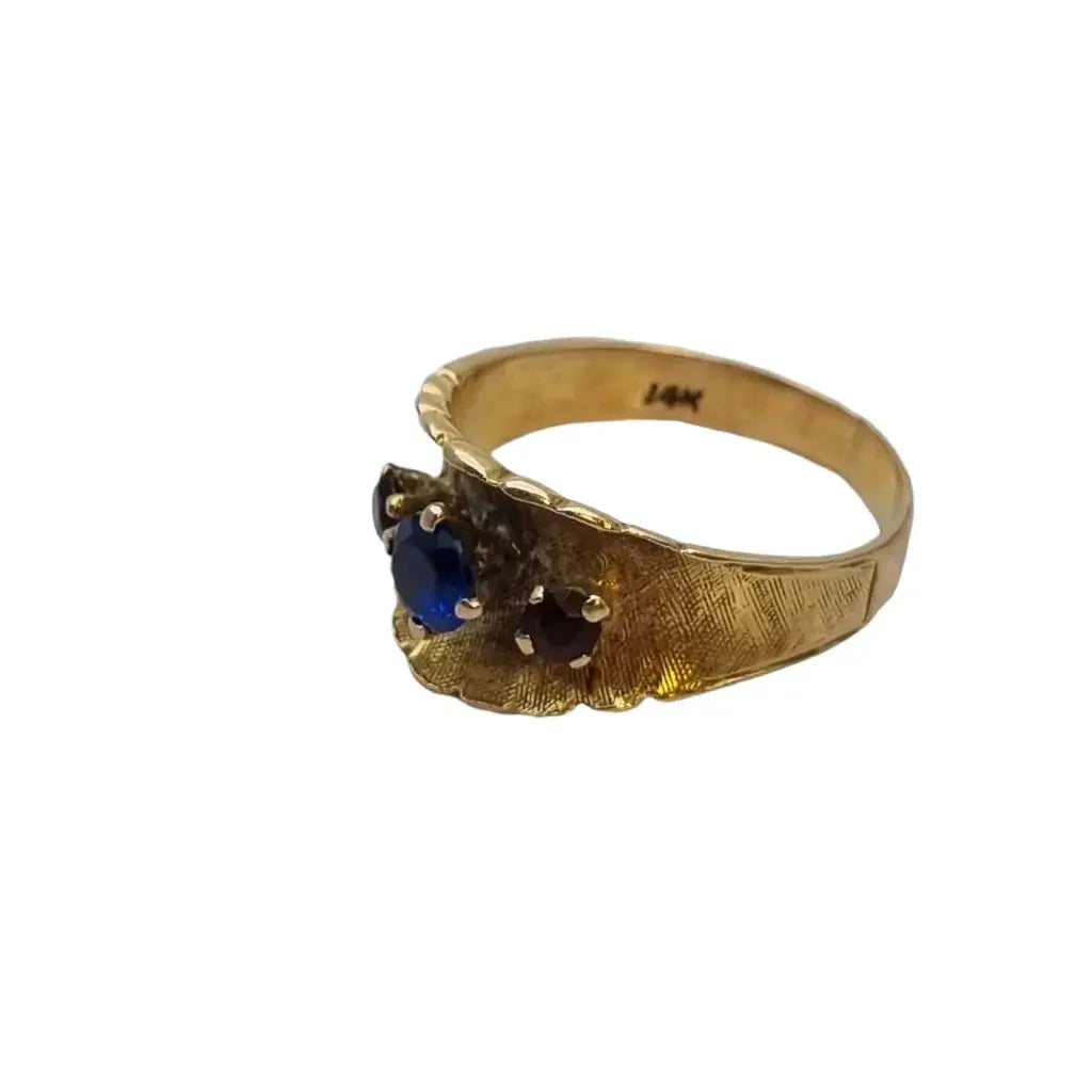 Anillo de oro 14 k con piedra anillo mujer azul