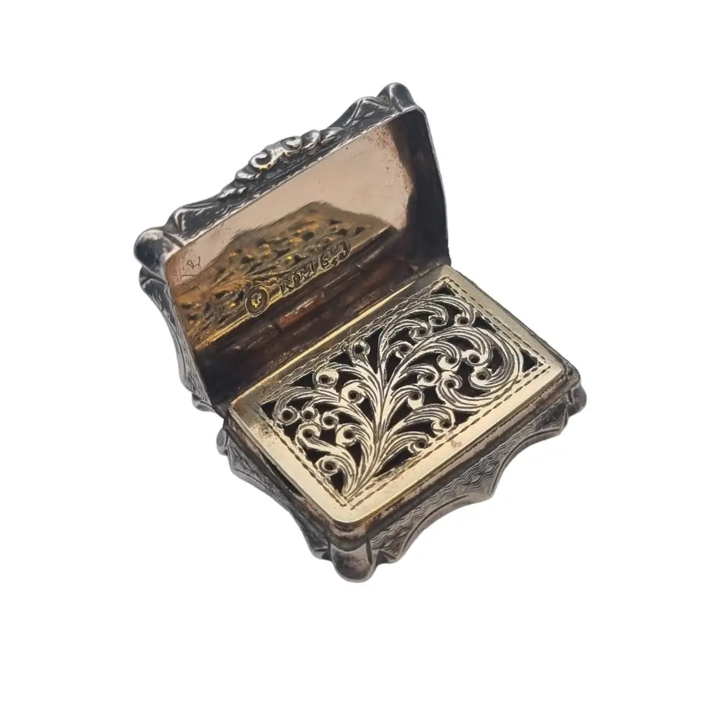 Georgian Nathaniel Mills Silver Vinaigrette caja de fragancia Sterling