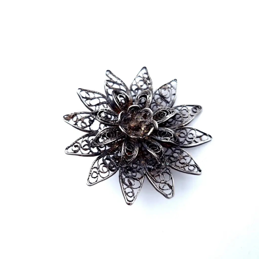 Estrella de filigrana plata. Broche Circa 1960. Joyas