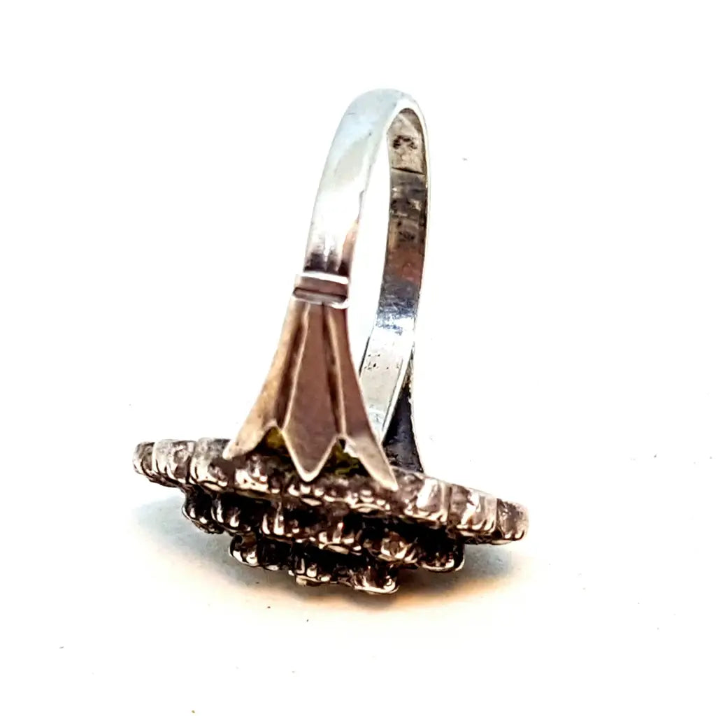 Anillo de plata marcasita art deco anillo lanzadera para mujer regalos