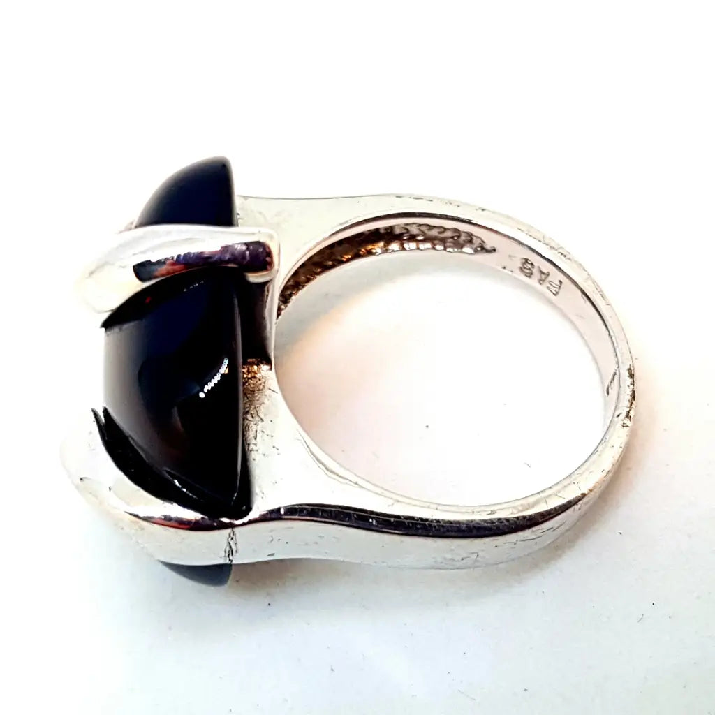 Anillo de ónix mujer vintage anillo negro anillos para plata